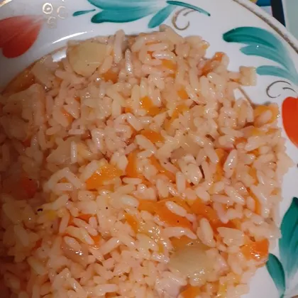 Рис с куриной ветчиной и овощами