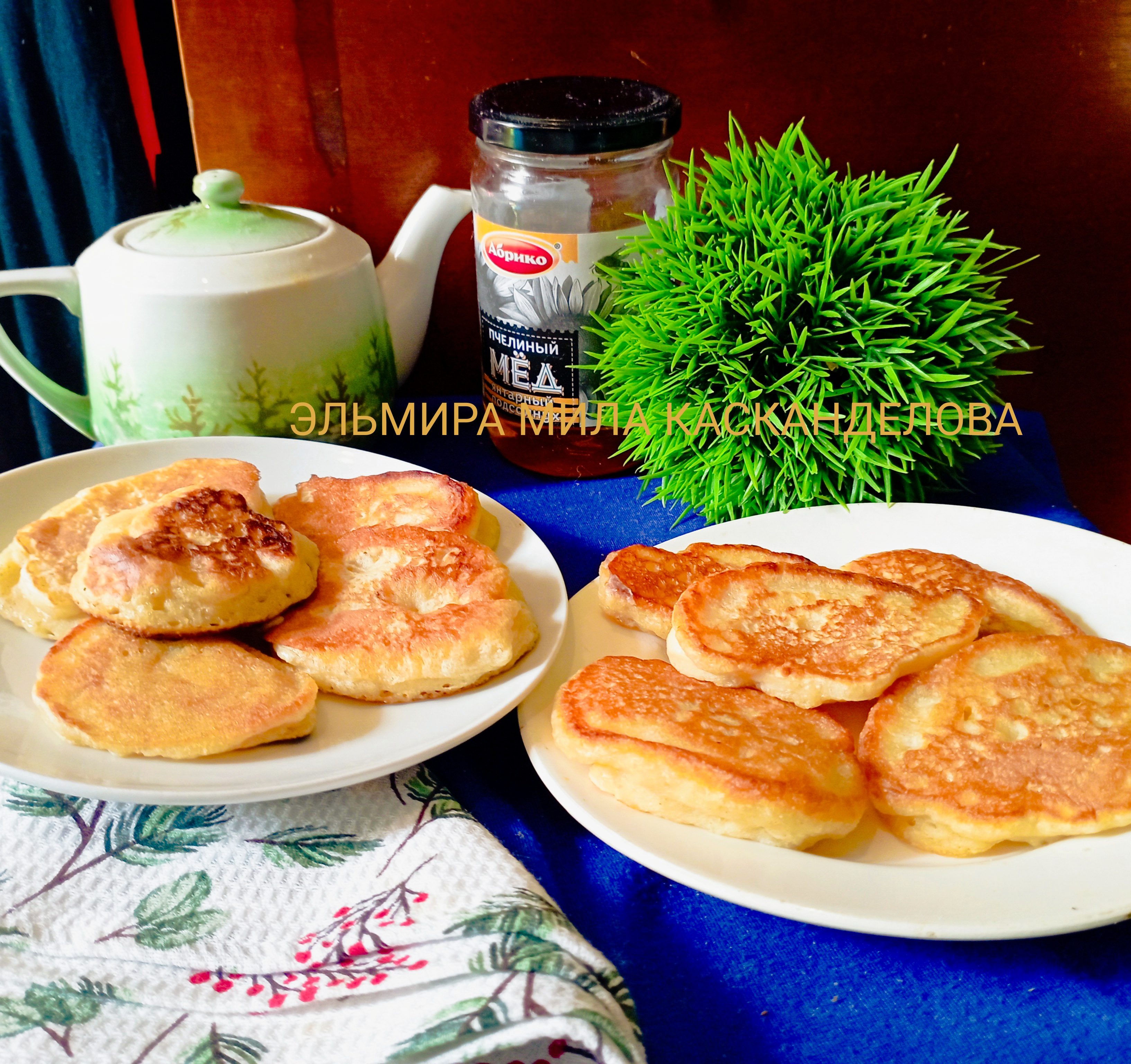 Оладьи на кефире с манкой и мукой 