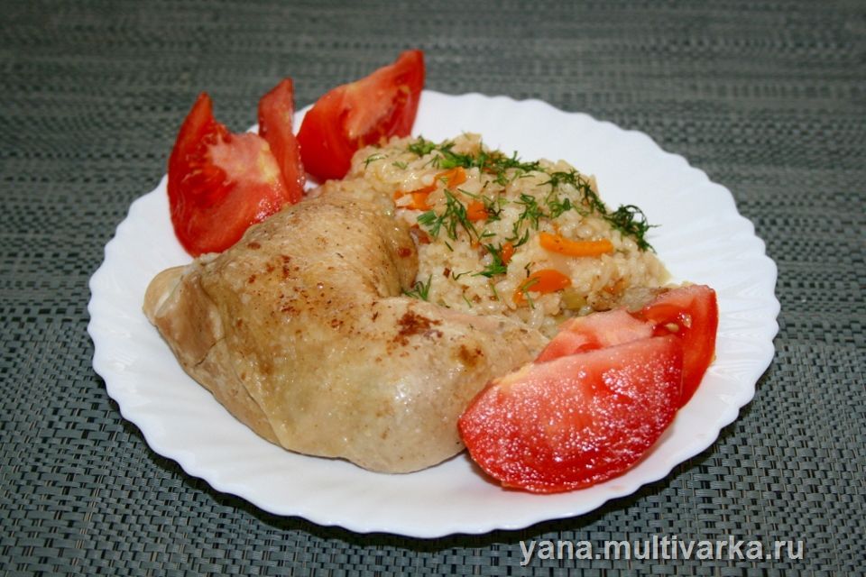 Курица с рисом и овощами в скороварке