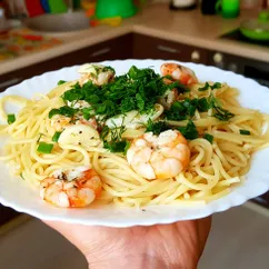 Паста 🍝 с Тигровыми креветками 🍤🍤🍤