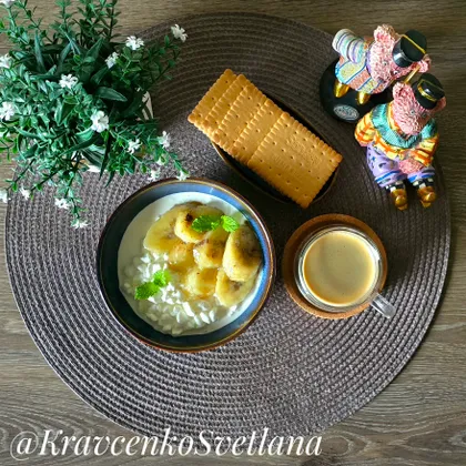 Творог с жареными бананами