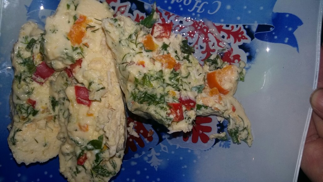 Омлет в пакете с курицей и овощами