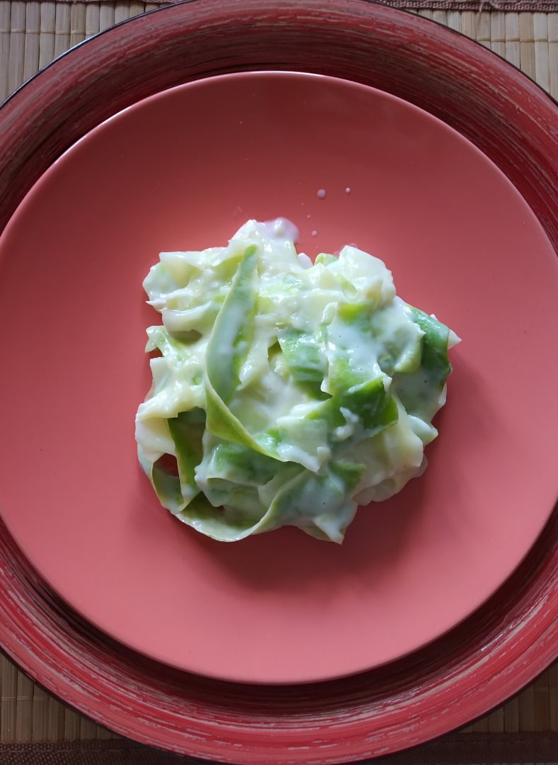 13 Кабачковые спагетти в сырном соусе