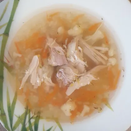 Рисовый суп с цветной капустой на курином бульоне
