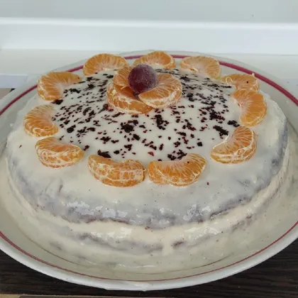 Тортик «Сладкий сюрприз» с творожным кремом и персиками 🍑