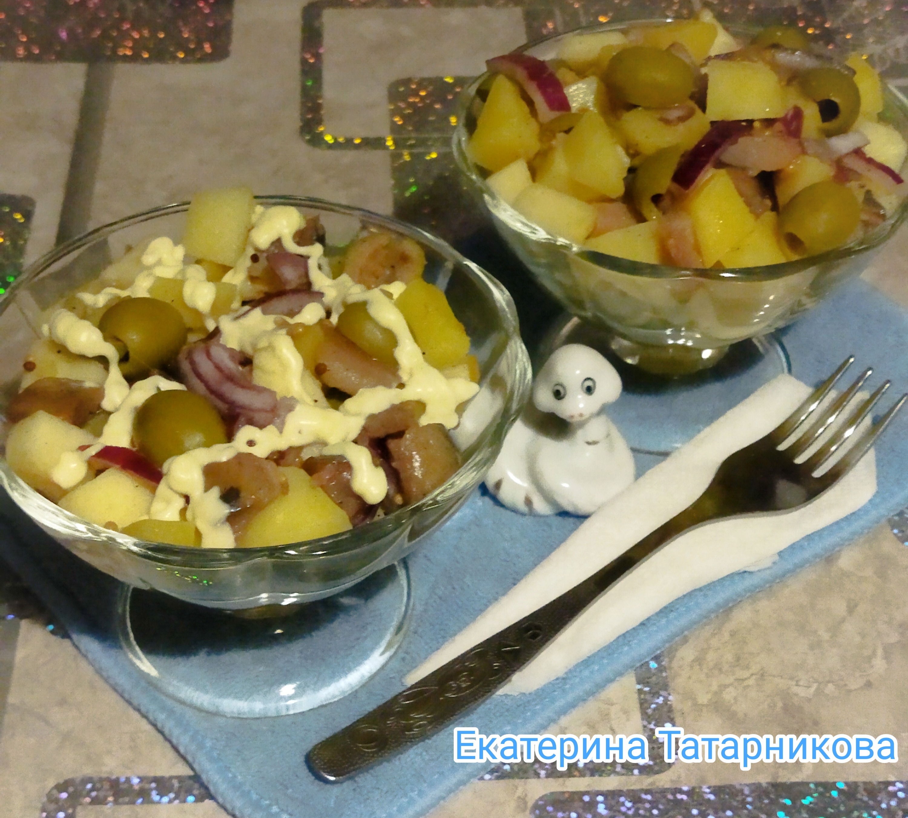 Салат с картофелем и соленой сельдью