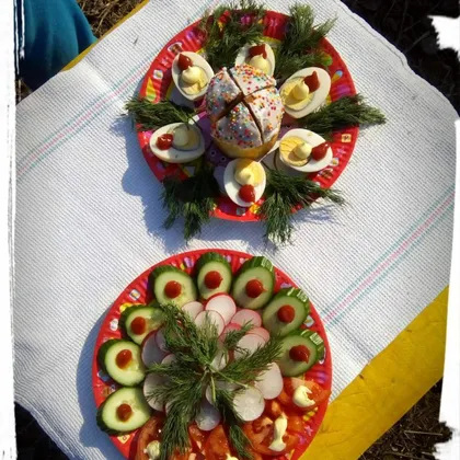 Детский пикник - овощная тарелка 🥒🍅🥚