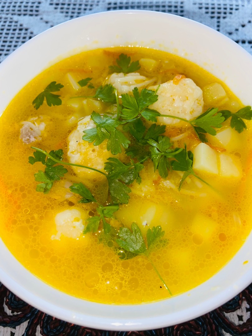 Суп с сырными шариками🧀