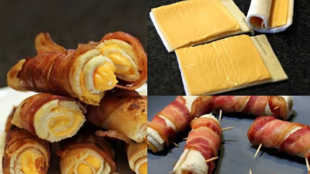 Хлебные рулетики с сыром и беконом