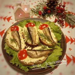 Бутерброды со шпротами "Мухоморы" 