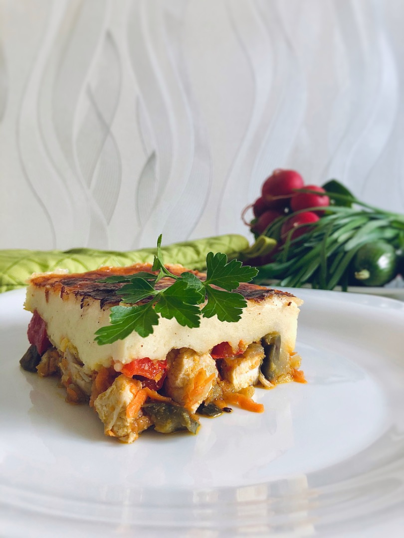Запеканка с курицей и овощами😋🍆🌶🧅