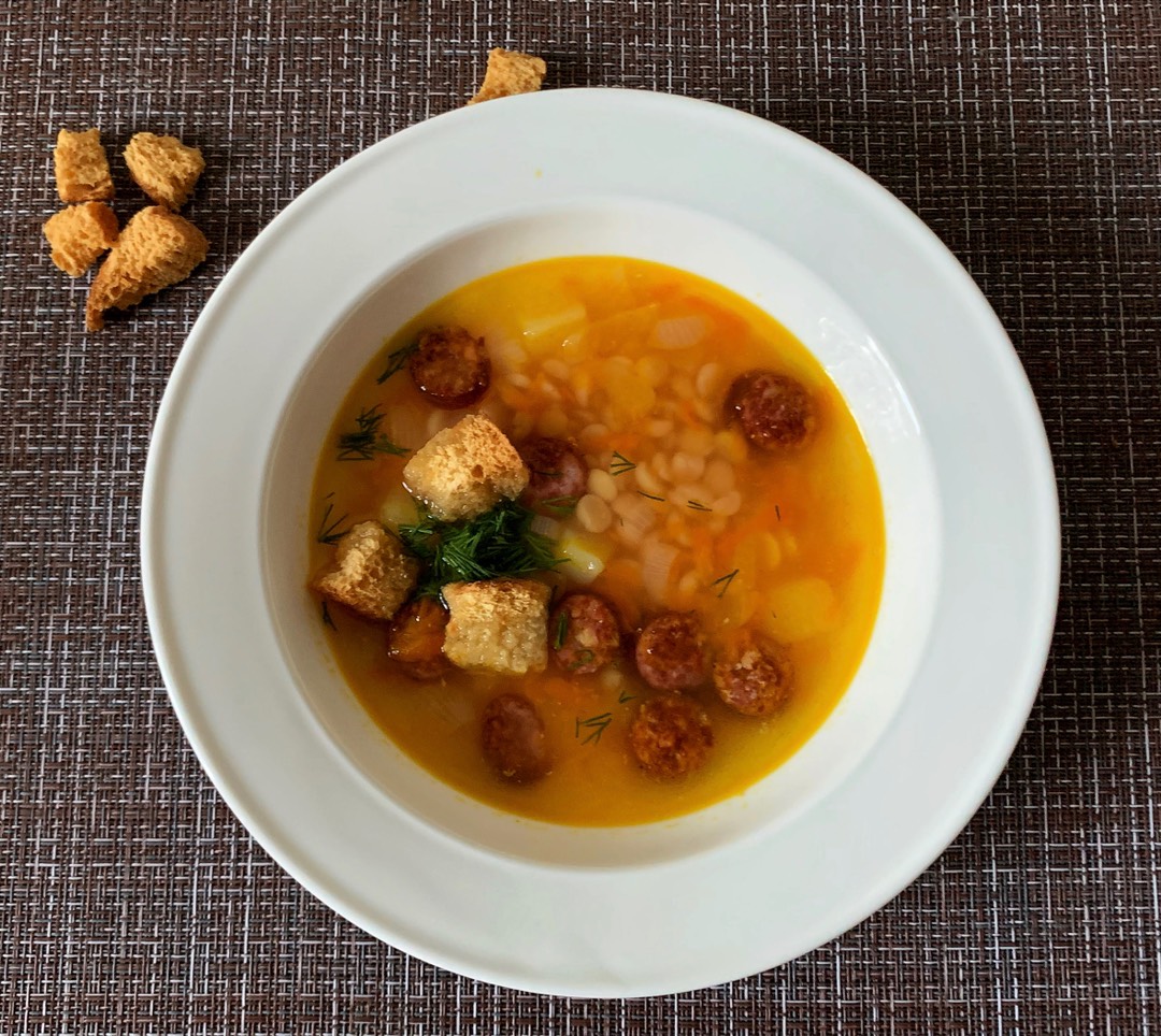 Гороховый суп с колбасой, пошаговый рецепт с фото на ккал