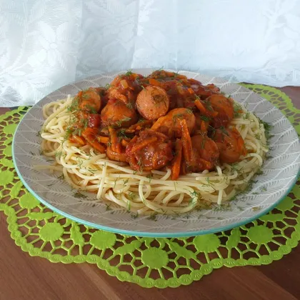 Спагетти с сосисками
