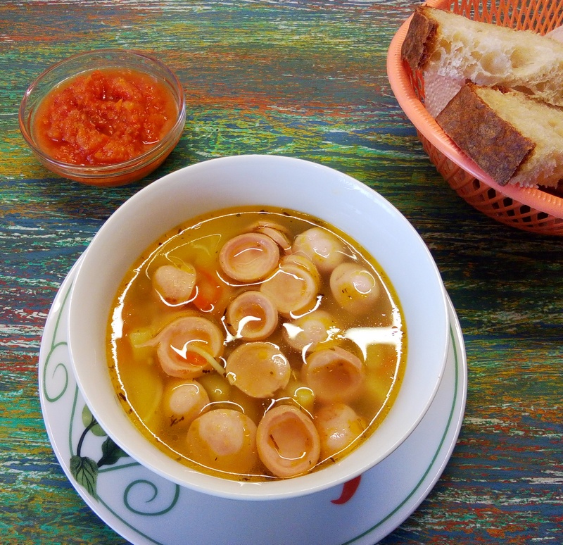 Густой овощной суп с сосисками и фасолью. - пошаговый рецепт с фото