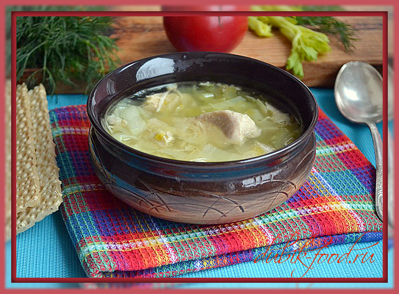 Суп из индейки с капустой и сельдереем
