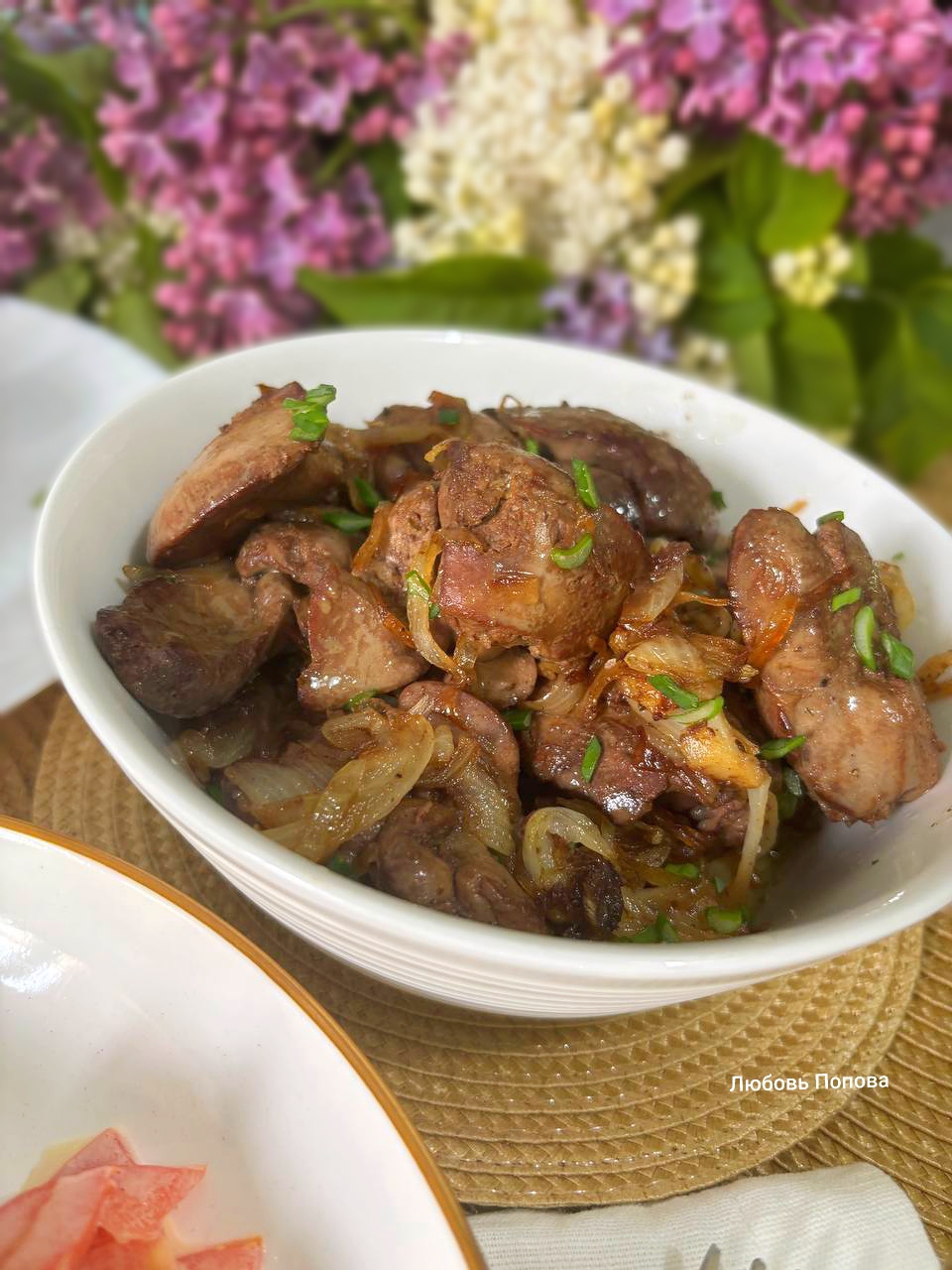 Куриная печень с луком