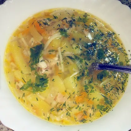 Лёгкий куриный суп с вермишелью