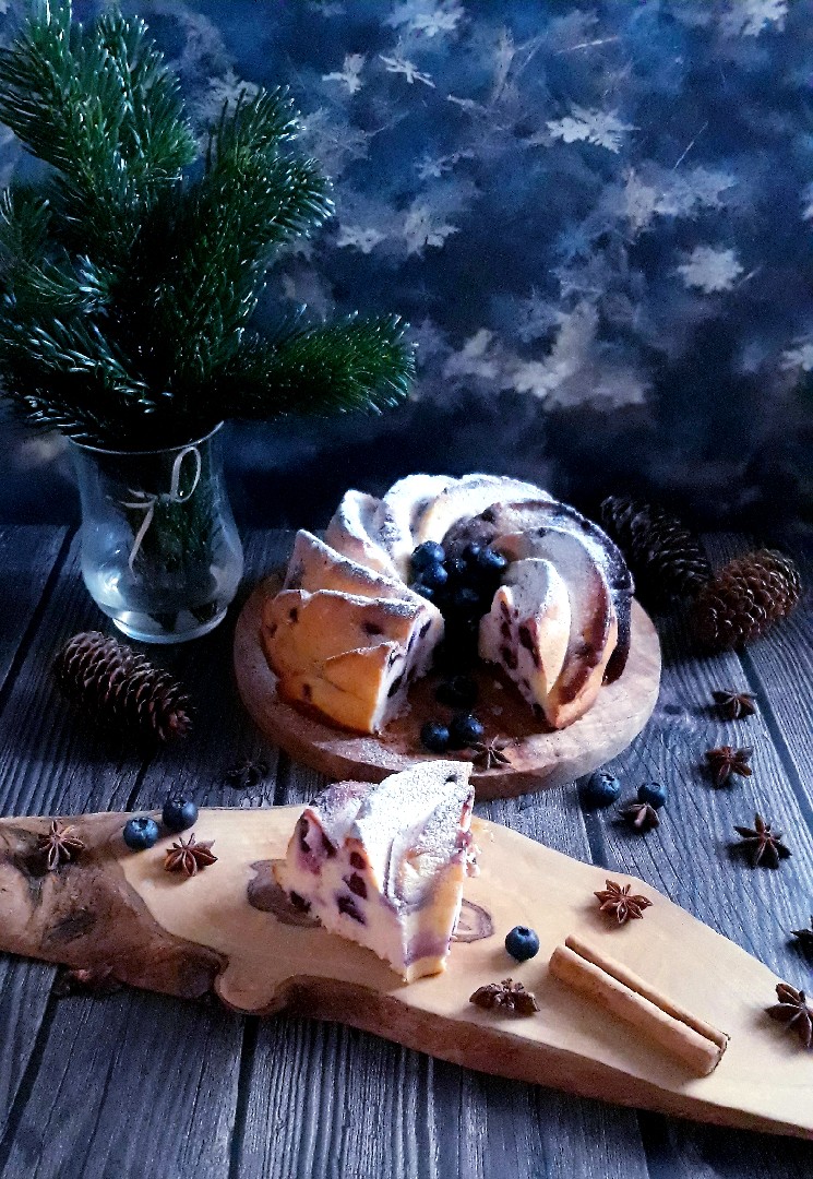 Творожная запеканка с голубикой "Новогодняя"🎄🥧🎄☕🎄🥧🎄