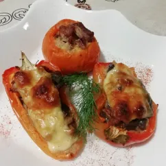 Овощи фаршированные куриной грудкой