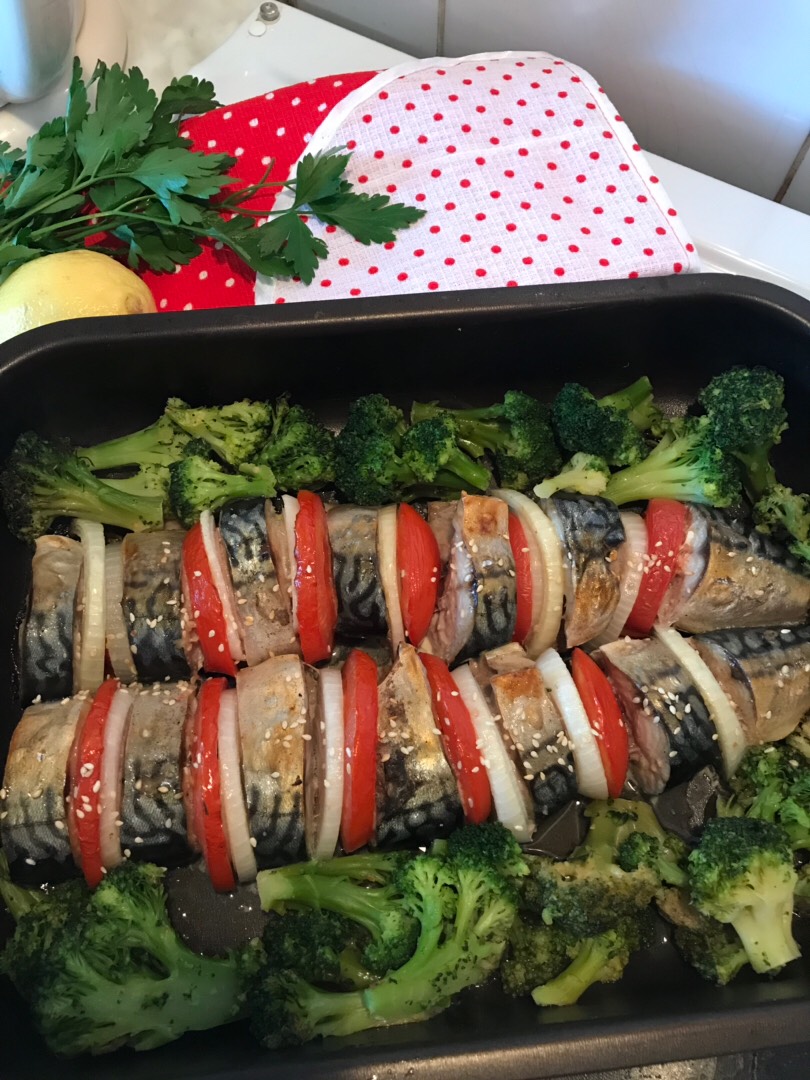 🍀Скумбрия с овощами🍀