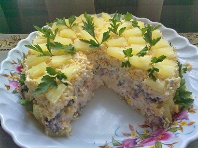 Торт-салат «Чудо-слойка» с ананасом