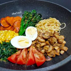 Vegetarian Cobb ragout with pistachio powder