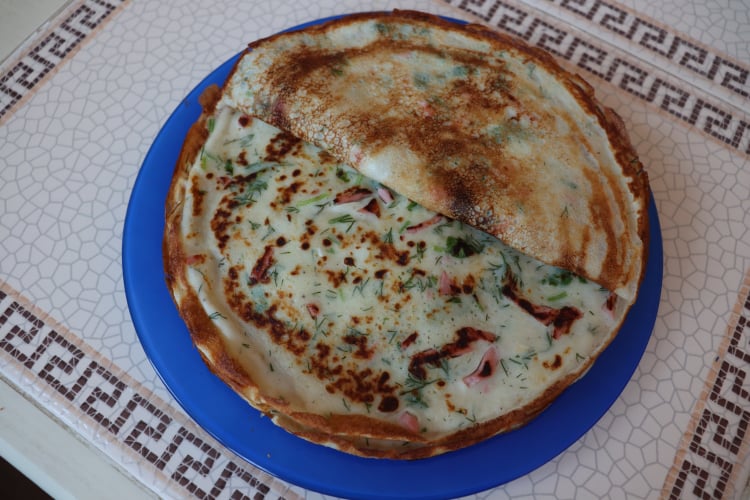 БЛИНЫ с колбасой и сыром