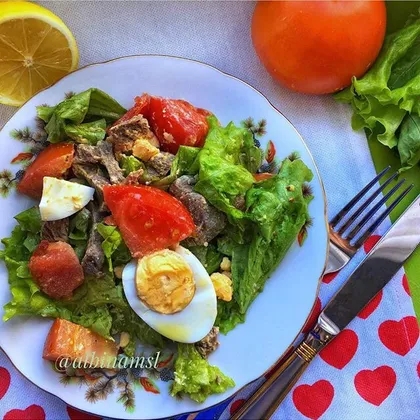 Салат с мясом, яйцом и овощами #пп #салат