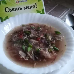 Куриный суп с рисовой лапшой