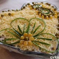 Салат с курицей и консервированными грибами