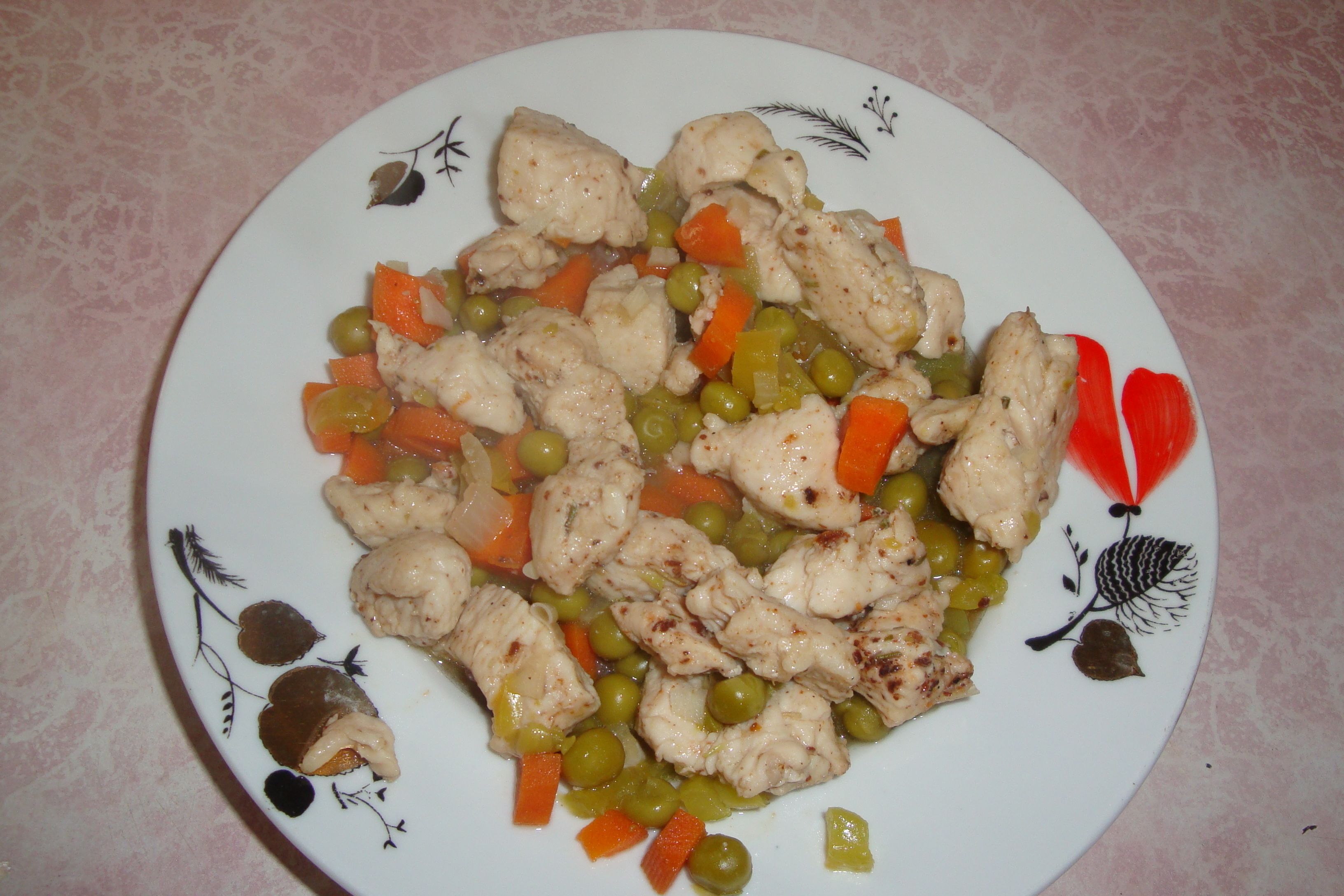 Курица с овощами на сковороде