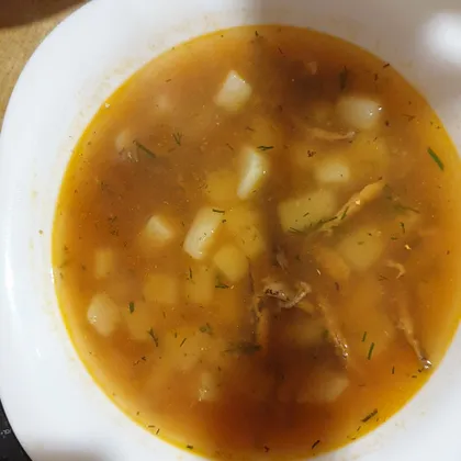 Суп картофельный с килькой в томатном соусе