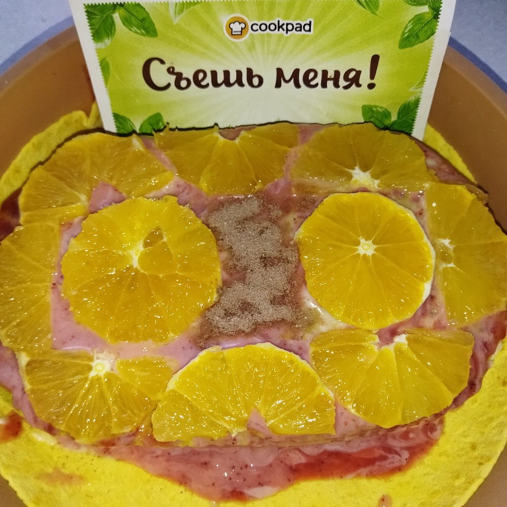 Вафельный апельсиново-клубничный торт без выпечки