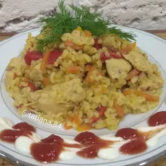 Булгур с курицей и овощами