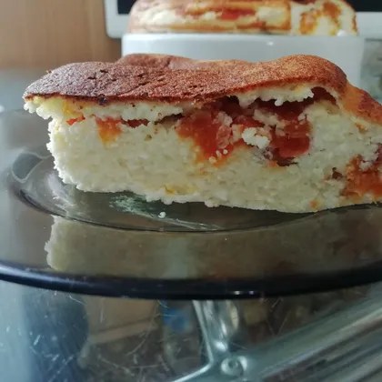 Творожный пирог-запеканка с курагой