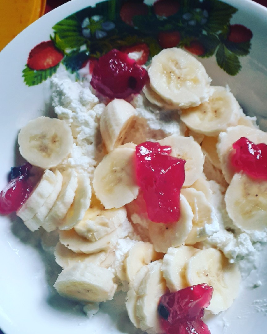 Творог С Бананом И Джемом
