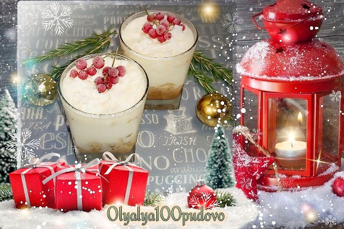 Десерт в стакане "Сливочно-зефирные облака"