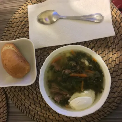 Суп с говядиной и шпинатом