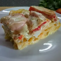 Запеканка из макарон с курицей