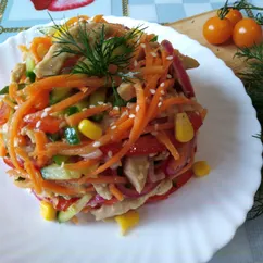 Овощной салат без майонеза с куриной грудкой🥗