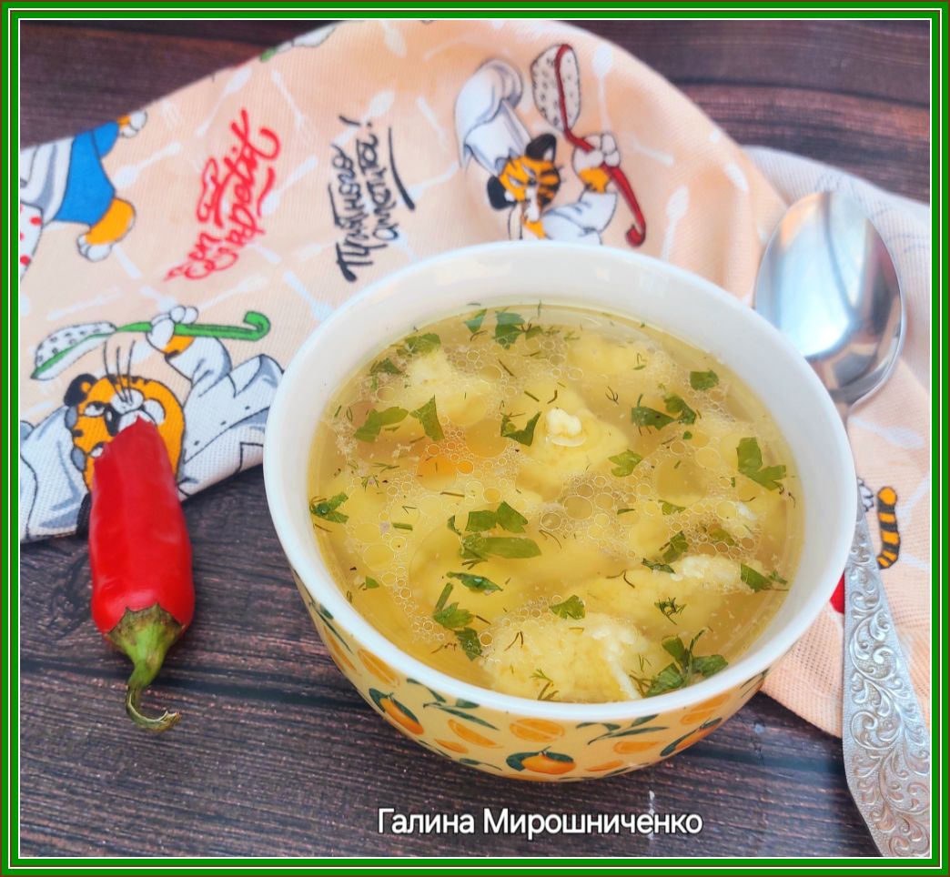 Суп с клецками на майонезе