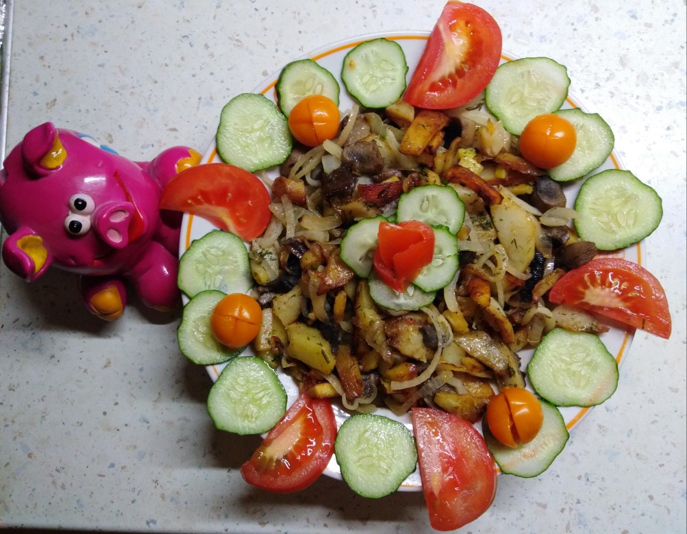 Жареная картошка с лесными грибами 🥔🍄🥔🍄🥔🍄