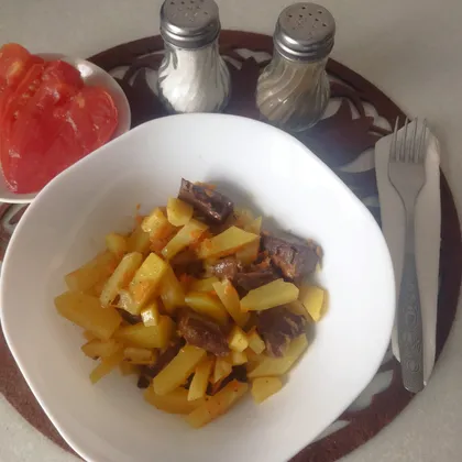 Сердце говяжье тушёное с овощами