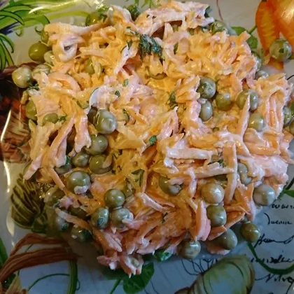 Салат из моркови 🥕 с зелёным горошком