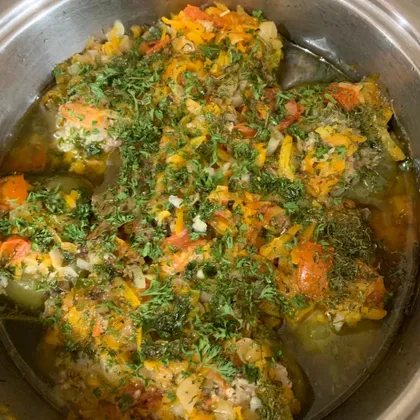 Перец фаршированный мясом с обжаркой
