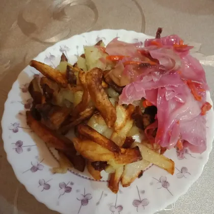 Жареный картофель на сале