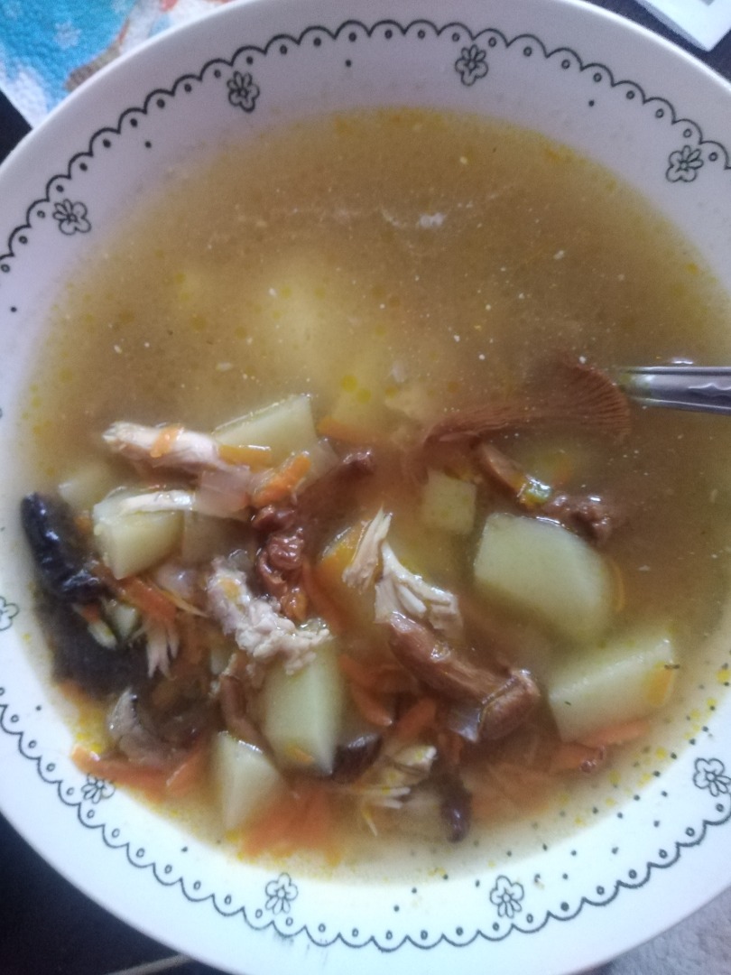 Лёгкий суп с лесными грибами