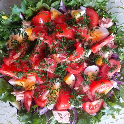 Салат из овощей с тунцом