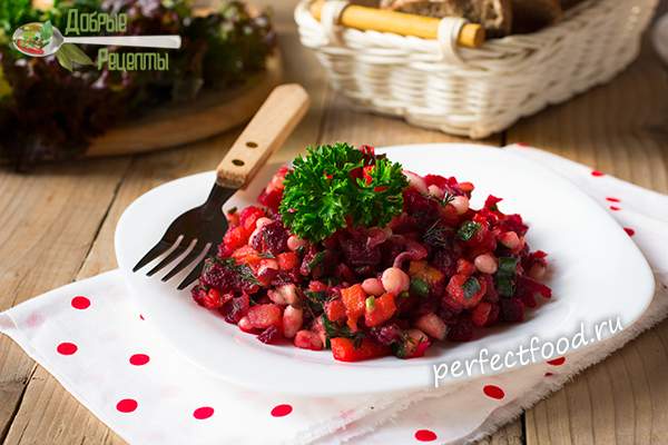 Летний Винегрет С Фасолью И Огурцами