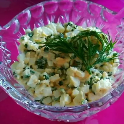Салат с яйцами и зелёным луком #пп